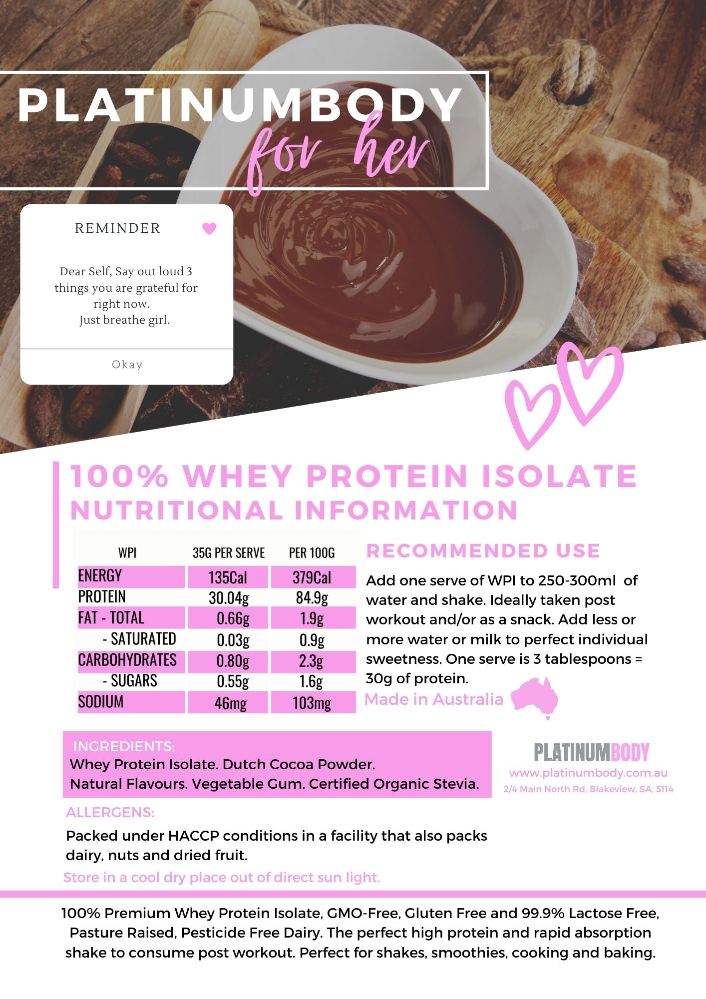 CHOCOLATE WHEY PROTEIN ISOLATE